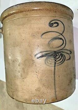 Antique 3-Gallon Stoneware Crock Marked with Cobalt 3 Bee Sting Design