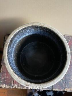 Antique 3 Gallon Stoneware Handled Crock with Blue Cobalt Design