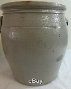 Antique 4 Gal. Cowden Wilcox Stoneware Crock Full Blue Pussy Willow Decoration