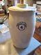 Antique 4 Gallon Pottery Stoneware Crock. Wood Handles And Wood Butter Churn