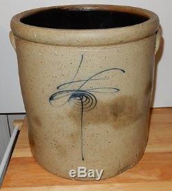 Antique 4 Gallon Red Wing Lazy 8 / Beesting Stoneware Crock Circa 1890