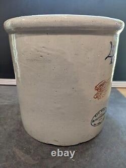 Antique 4 Gallon Red Wing Union Stoneware Minnesota Large Crock Pottery