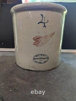 Antique 4 Gallon Red Wing Union Stoneware Minnesota Large Crock Pottery