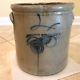 Antique 4 Gallon Stoneware Crock Blue Bee Sting Attributed To Red Wing