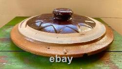 Antique 4 Gallon Stoneware Crock Lid Salt Glazed 9 Albany Slip 12 Point Star