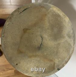 Antique 4 Gallon Straight Sided Rolled Rim Cobalt Decorated Stoneware Crock EUC