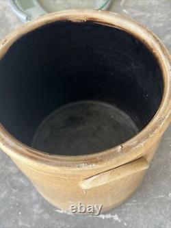 Antique 4 gallon Salt Glaze Stoneware Crock Bee Sting Design