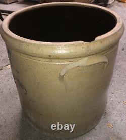 Antique 4 gallon Salt Glaze Stoneware Crock Bee Sting Design (CHIPPED)