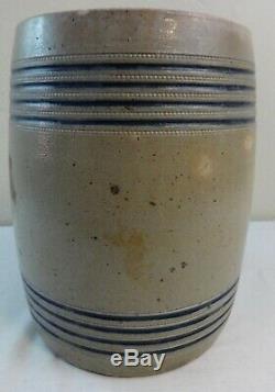 Antique 5 Gal. Stoneware Ice Water Cooler withSpout Cobalt Raised Relief Wingender