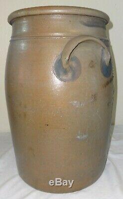 Antique 5 Gal. Stoneware Jar Cobalt Stencil F. T. Williams New Geneva, Pa
