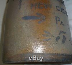 Antique 5 Gal. Stoneware Jar Cobalt Stencil F. T. Williams New Geneva, Pa