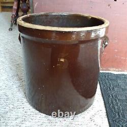 Antique 5 Gallon Stoneware Albany Slip Brown Stoneware Crock