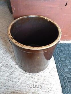 Antique 5 Gallon Stoneware Albany Slip Brown Stoneware Crock