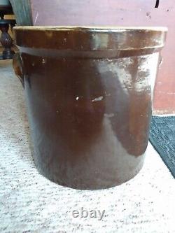 Antique 5 Gallon Stoneware Albany Slip Brown Stoneware Crock