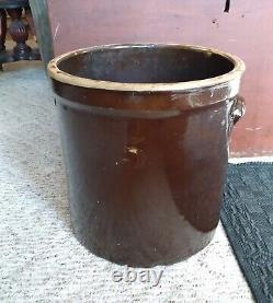 Antique 5 Gallon Stoneware Albany Slip Brown Stoneware Crock