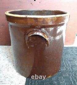 Antique 5 Gallon Stoneware Albany Slip Brown Stoneware Crock