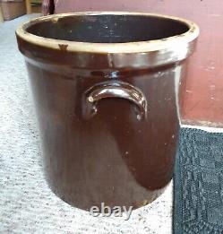 Antique 5 Gallon Stoneware Albany Slip Brown Stoneware Crock