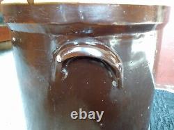 Antique 5 Gallon Stoneware Albany Slip Brown Stoneware Crock