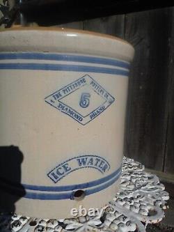 Antique 5 Gallon Stoneware Ice Water Crock Pittsburgh Pottery Co Diamond Brand