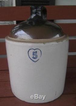 Antique 5 Gallon Stoneware Side Arm Whiskey Crock Two Toned Color Handmade Jar