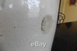 Antique 6 Gallon Crock Stoneware salt glazed Crown stamp rounded butter churn