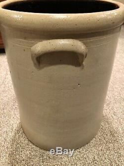Antique 6 Gallon Early Redwing Stoneware Crock With Hand Drawn Lazy 8 Beesting