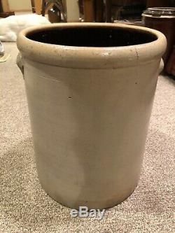 Antique 6 Gallon Early Redwing Stoneware Crock With Hand Drawn Lazy 8 Beesting