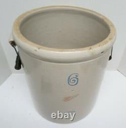 Antique 6 Gallon Red Wing Union Stoneware Pottery Crock With 2 wing