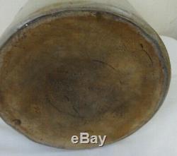 Antique 6 Gallon Stoneware Crock Rare Cobalt Worm in Leaf Decoration Western Pa