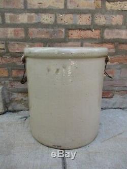 Antique 8 Gallon LARGE Red Wing Union Stoneware Pottery Crock with Bail Handles