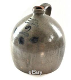 Antique AJ Buttler Manufacterur New Brunswick NJ 2-Gallon Stoneware Crock