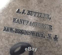 Antique AJ Buttler Manufacterur New Brunswick NJ 2-Gallon Stoneware Crock