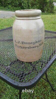 Antique A. P. Donaghho Parkersburg WV Stoneware Crock 1 Gallon