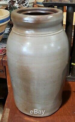 Antique A P Donaghho Parkersburg West Virginia Stoneware Crock Jar With Salt Glaze