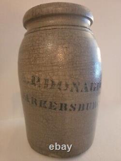 Antique A. P. Donaghho stoneware crock made in Parkersburg WV West Virginia 8