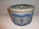 Antique Advertising S. S. Pierce Cobalt Blue Stoneware Pottery Cake Crock W Lid