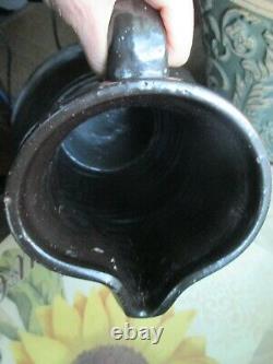 Antique Albany Brown Glaze Southern Pottery Pitcher Stoneware Crock Jug 9.5 H