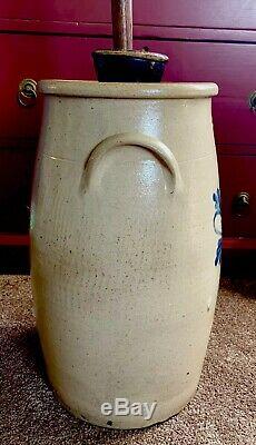 Antique Alfred K. Ballard 5 Gallon Butter Churn Primitive Stoneware 1867-1872