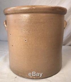 Antique American 3 Gallon Blue Decorated Stoneware Crock Dated 1889