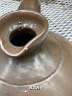 Antique American Brown Glazed Stoneware Crock Jug Handle Spout