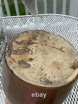 Antique American Brown Glazed Stoneware Crock Jug Handle Spout
