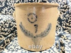 Antique American Stoneware Pottery Salt Glazed Crock Nathan Clark Jr Athens NY