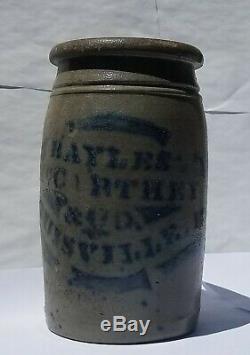 Antique Bayless McCarthey Louisville KY blue decorated stoneware Crock Cobalt