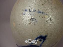 Antique Bennington VT Bird Stoneware Jug- 19th cent