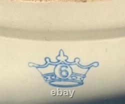 Antique Blue Crown Stoneware Crock # 6 with lid