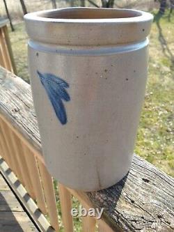 Antique Blue Decorated Salt Glazed Stoneware Crock 1 Gallon Mark 10tall