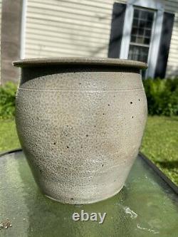 Antique Blue Decorated Salt Glazed Stoneware Crock Cream Pot 1 1/2 Gallon