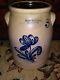 Antique Blue Decorated Stoneware 3 Gallon Jar John Burger Rochester, Ny