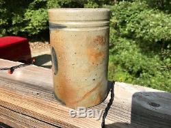 Antique Blue Decorated Stoneware 7'' Canner Jar Western PA W VA Crock Cobalt