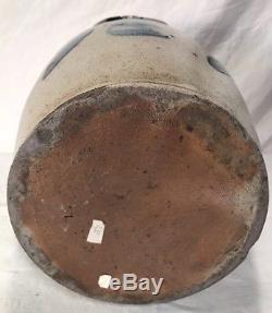 Antique Blue Decorated Stoneware Crock With Lid